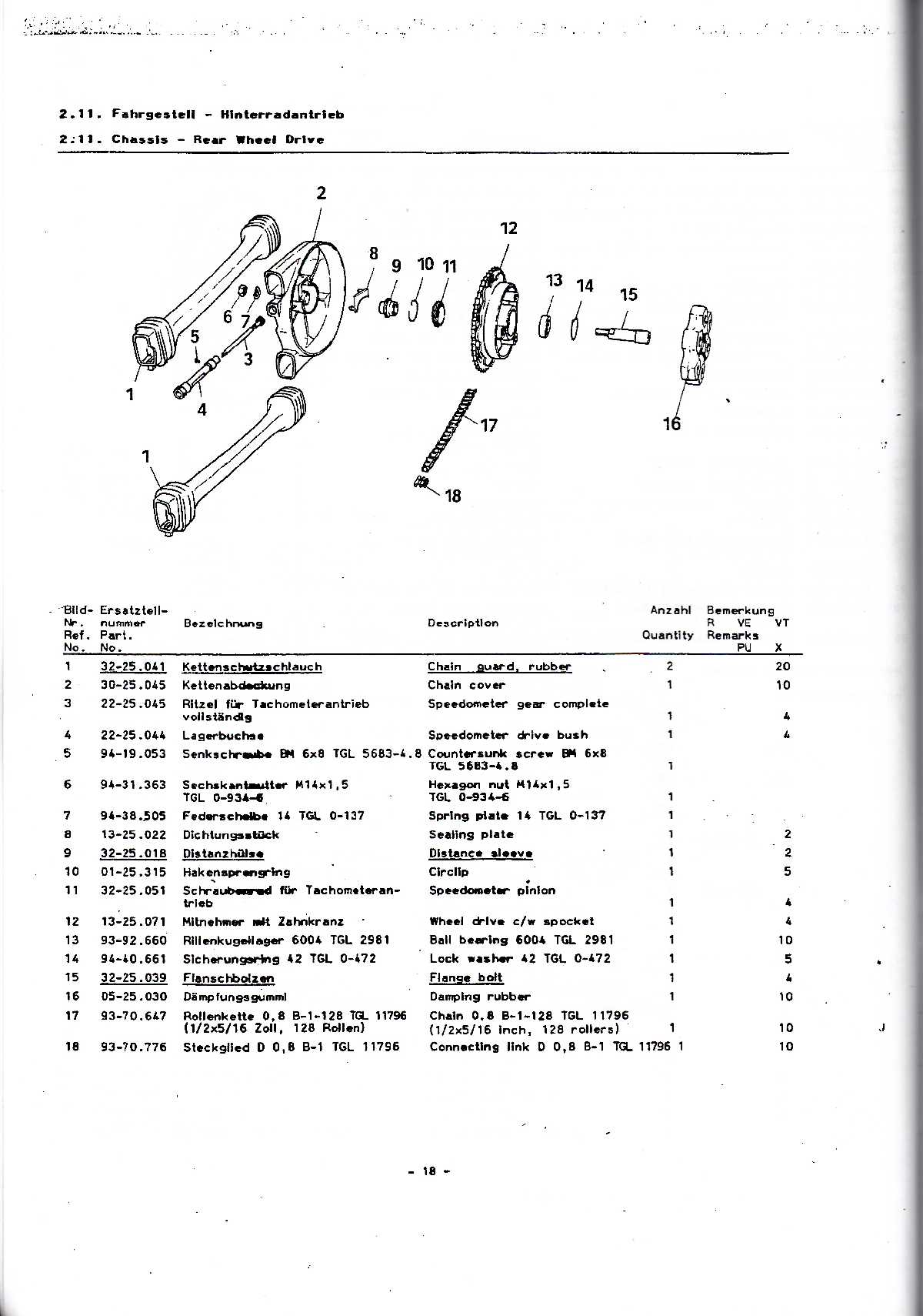 Katalog MZ 150 ETZ, MZ 125 ETZ - 2.11. Chassis - Rear Drive