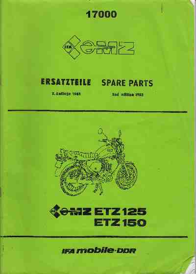 Marke MZ - Katalog MZ 150 ETZ, MZ 125 ETZ