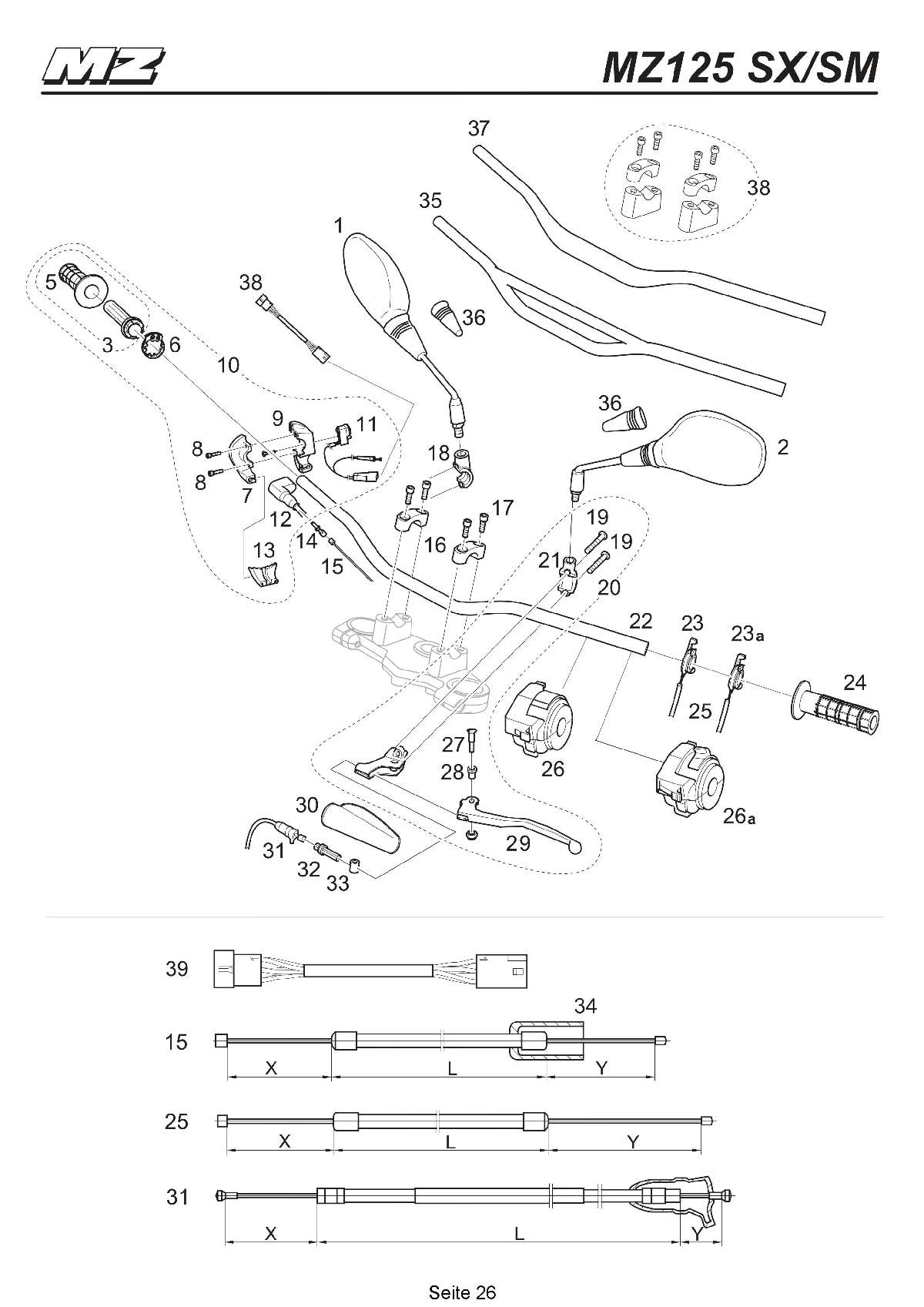 Katalog MZ 125 SX/SM - Lenker / handlebar - 21