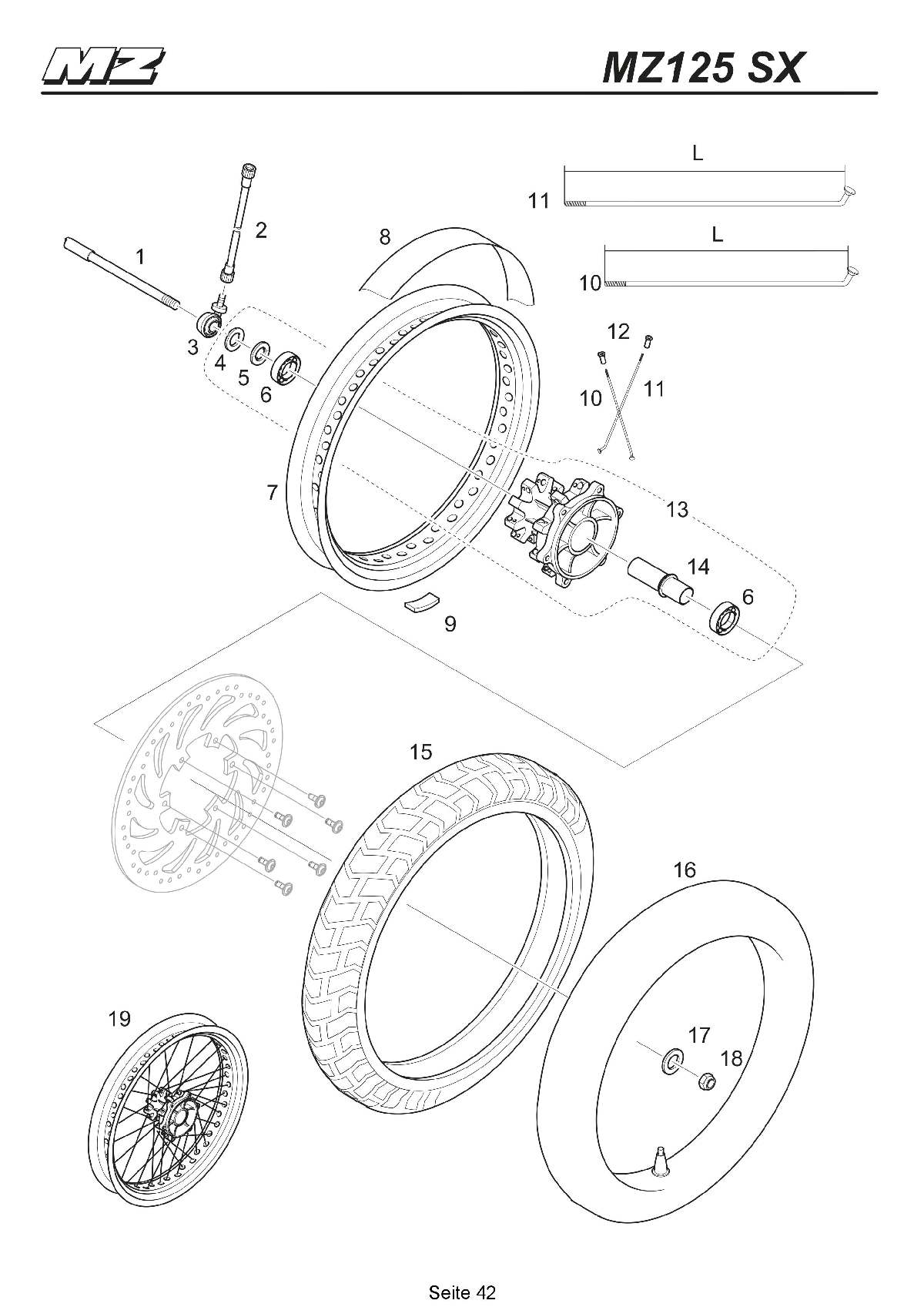 Katalog MZ 125 SX/SM - Vorderrad SX / front wheel SX - 37