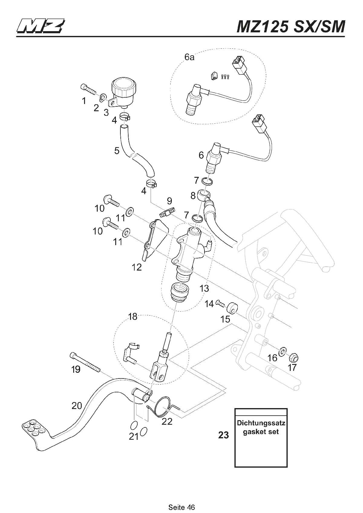 Katalog MZ 125 SX/SM - Fußbremse / footbrake - 41