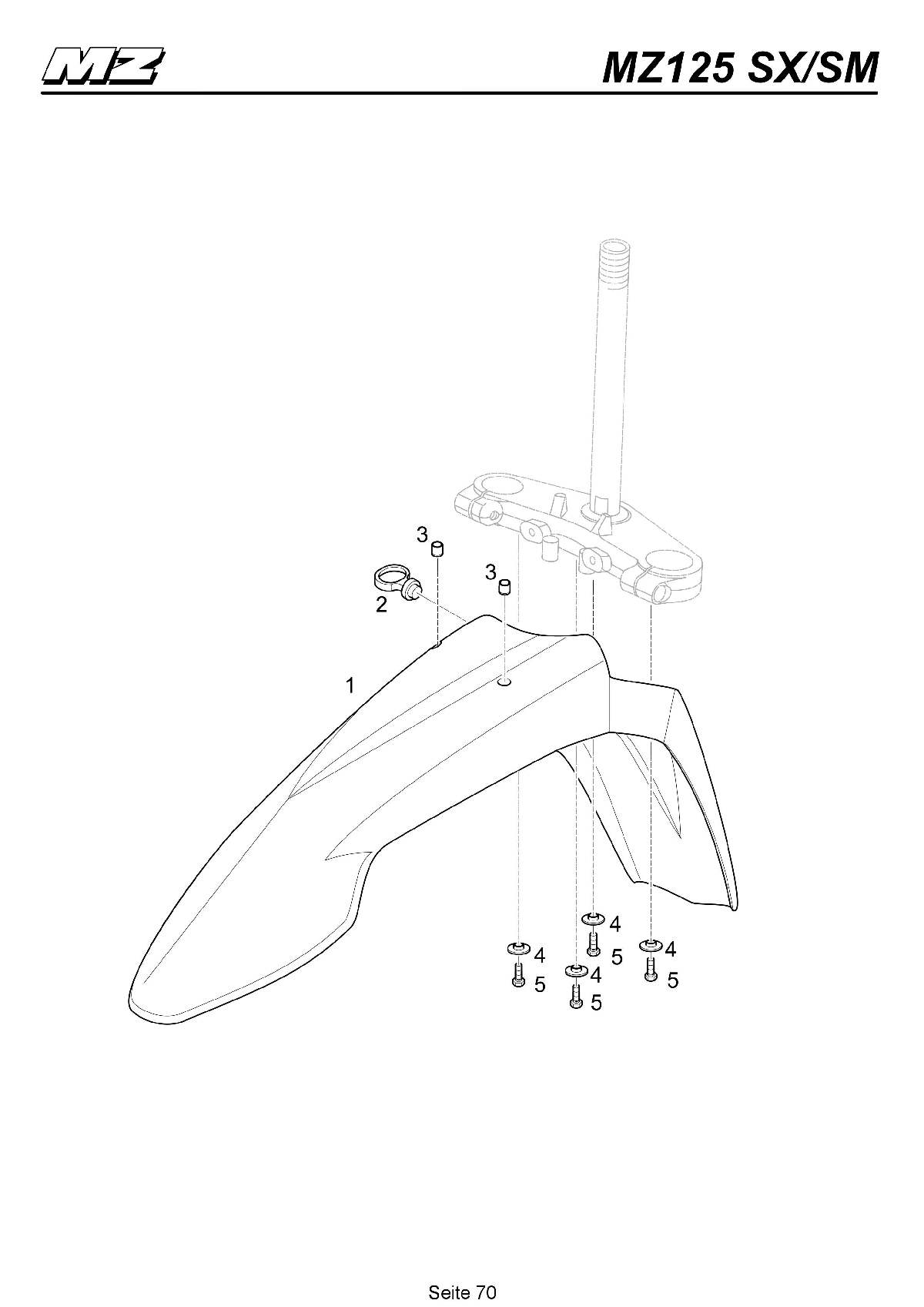 Katalog MZ 125 SX/SM - Kotflügel vorn / front mudguard - 65