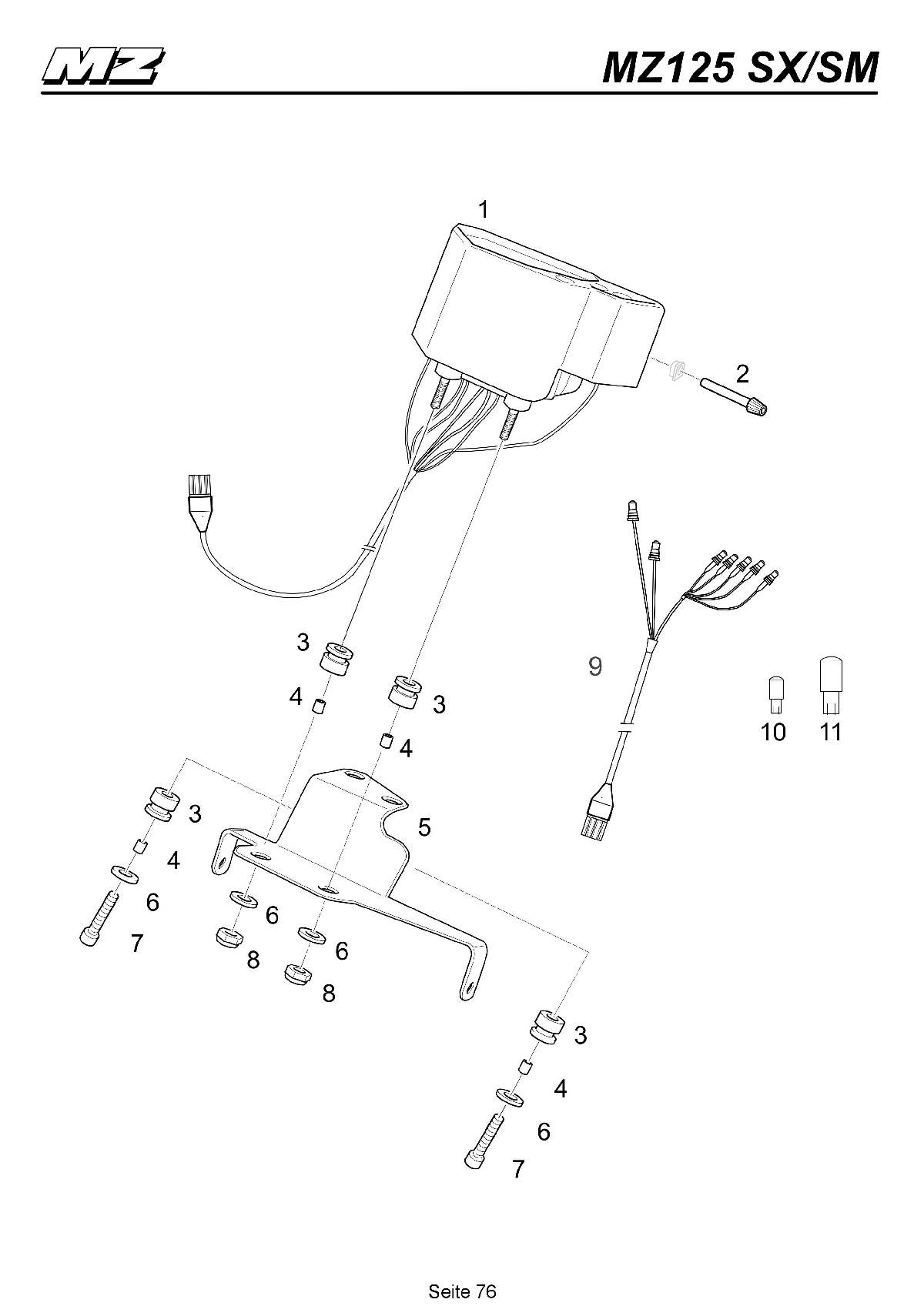 Katalog MZ 125 SX/SM - Instrumente, Kontrollleuchten / instrument, pilot lamps - 71