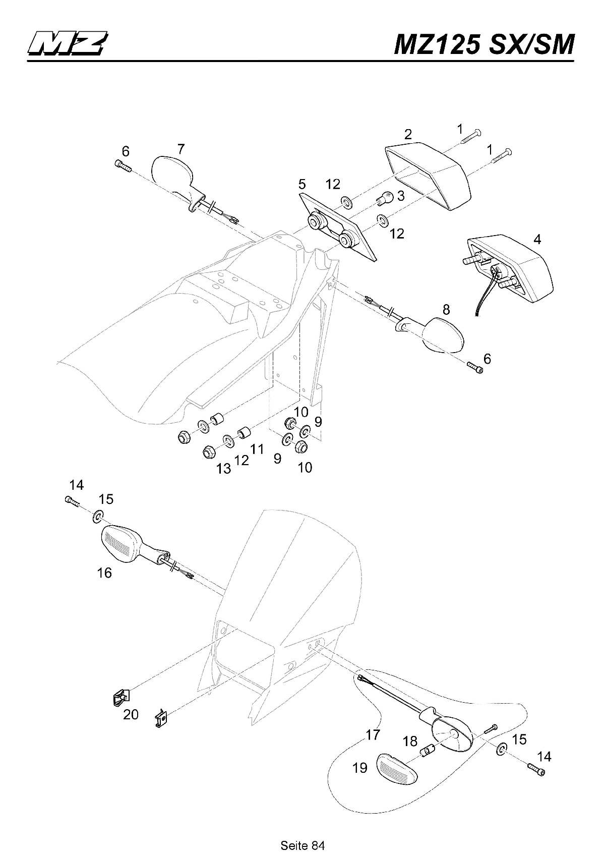 Katalog MZ 125 SX/SM - Blinkleuchten, Rücklicht / indicators, taillight - 79