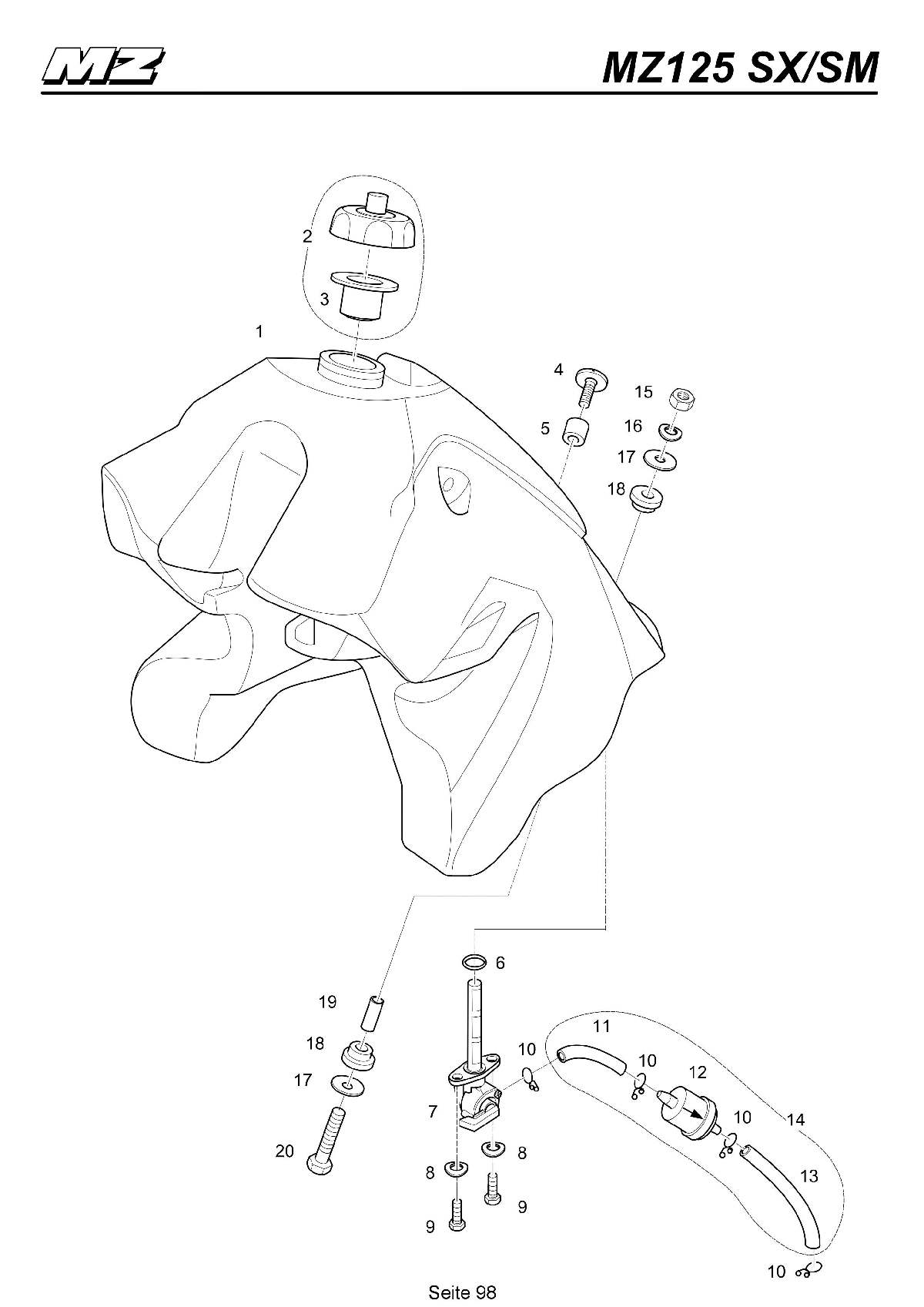 Katalog MZ 125 SX/SM - Tank / fuel tank - 93