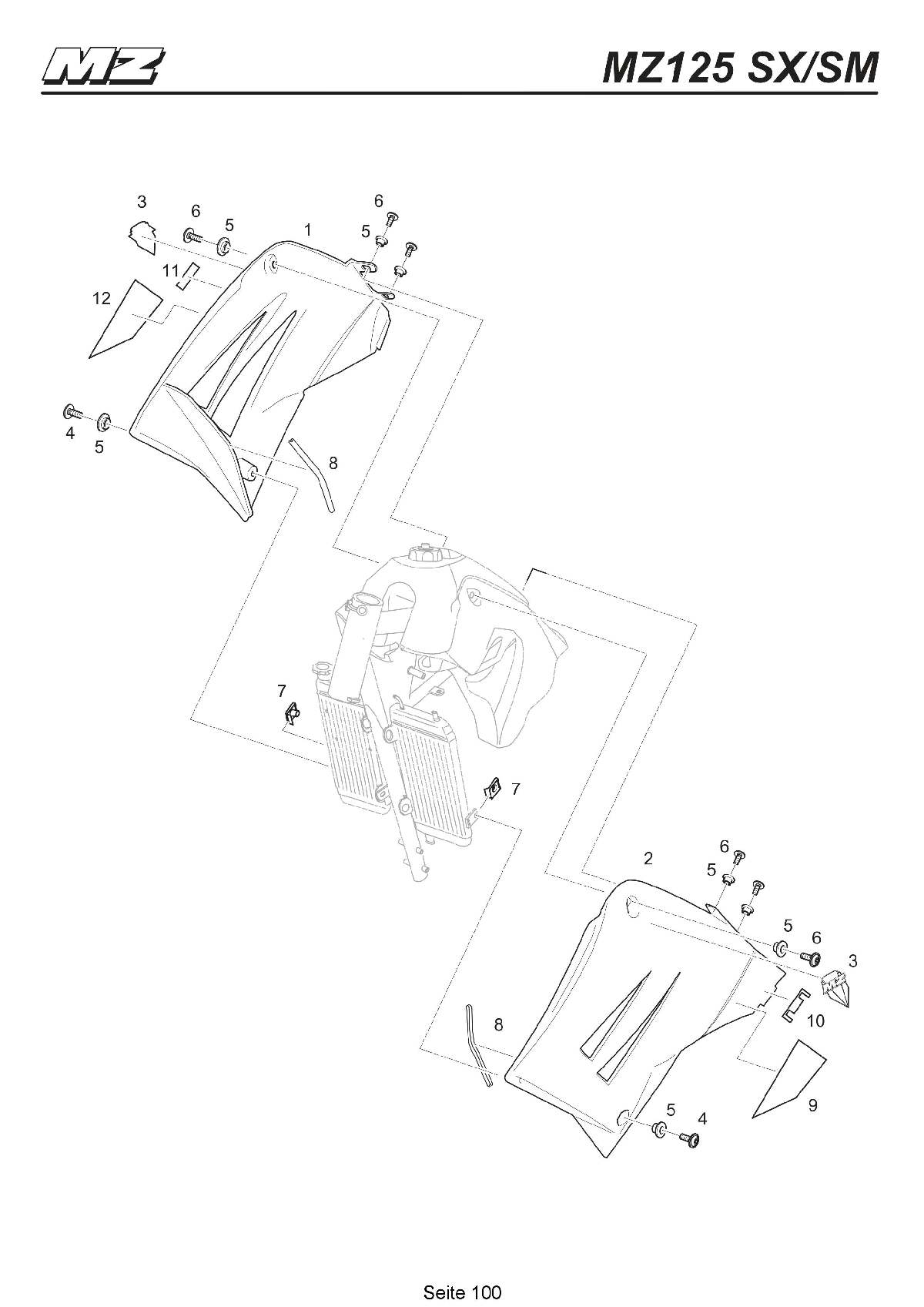 Katalog MZ 125 SX/SM - Tankspoiler / fuel tank spoiler - 95