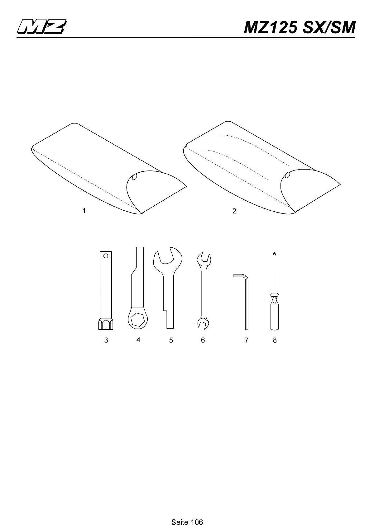 Katalog MZ 125 SX/SM - Bordwerkzeuge / on-board tool kit - 101