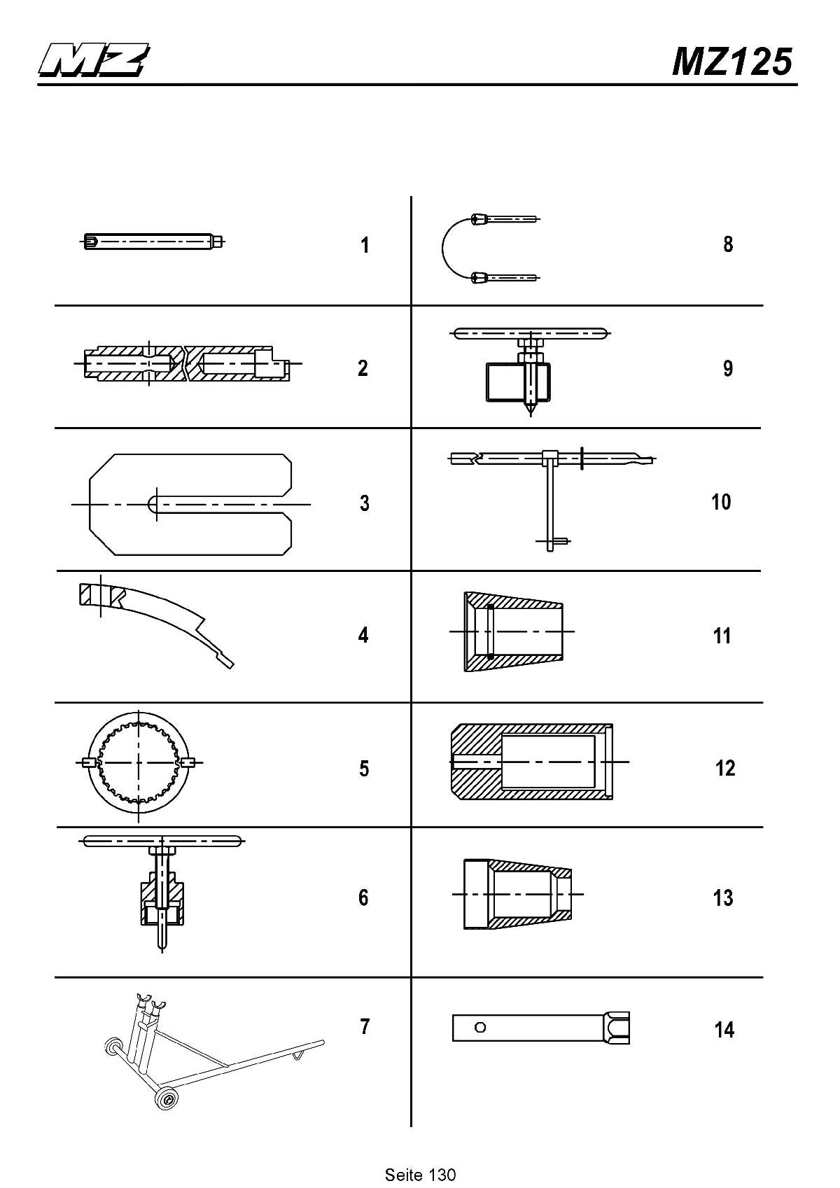 Katalog MZ 125 SX/SM - Spezialwerkzeuge / special tools - 125
