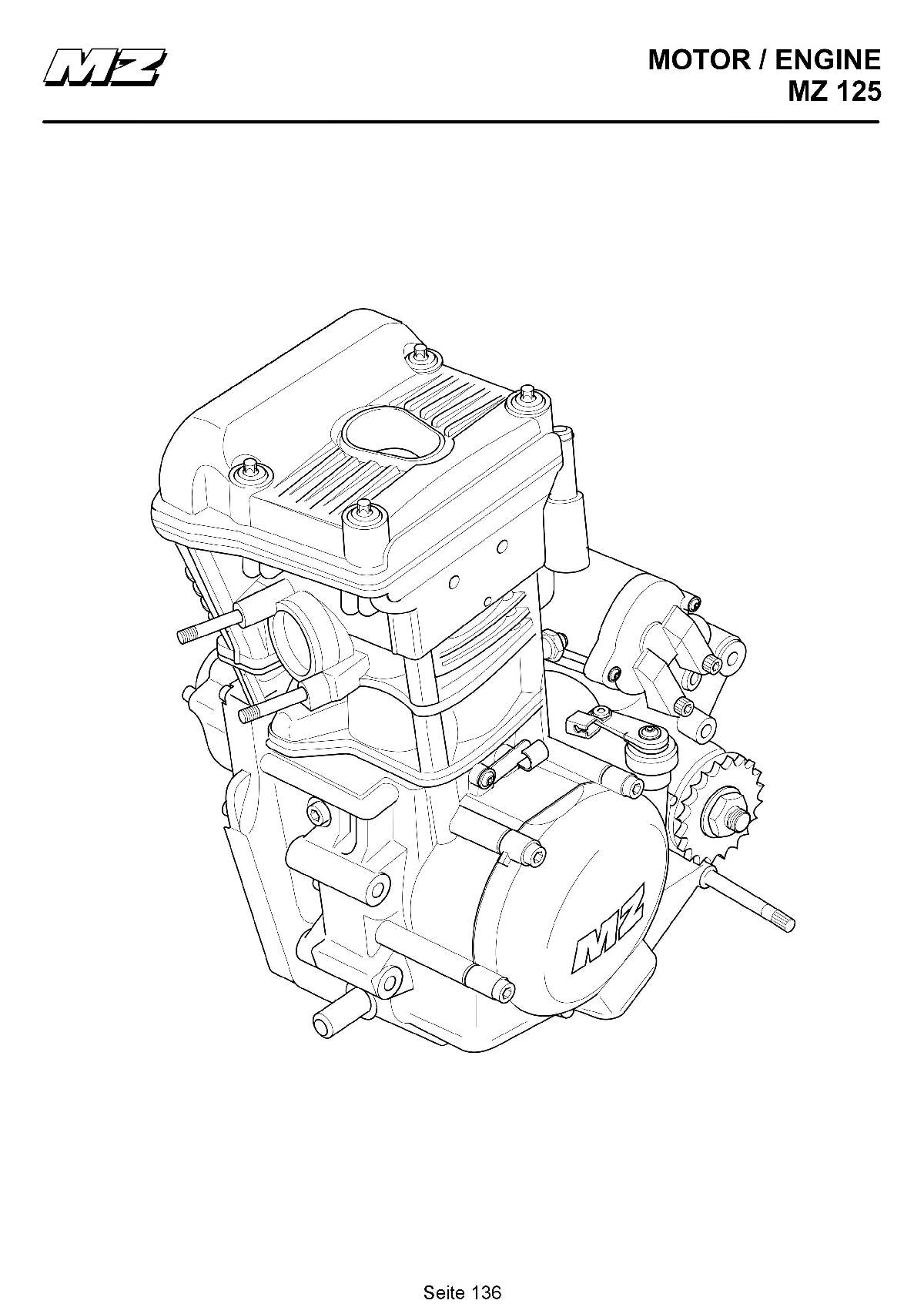 Katalog MZ 125 SX/SM - Ersatzmotor / spare engine - 130