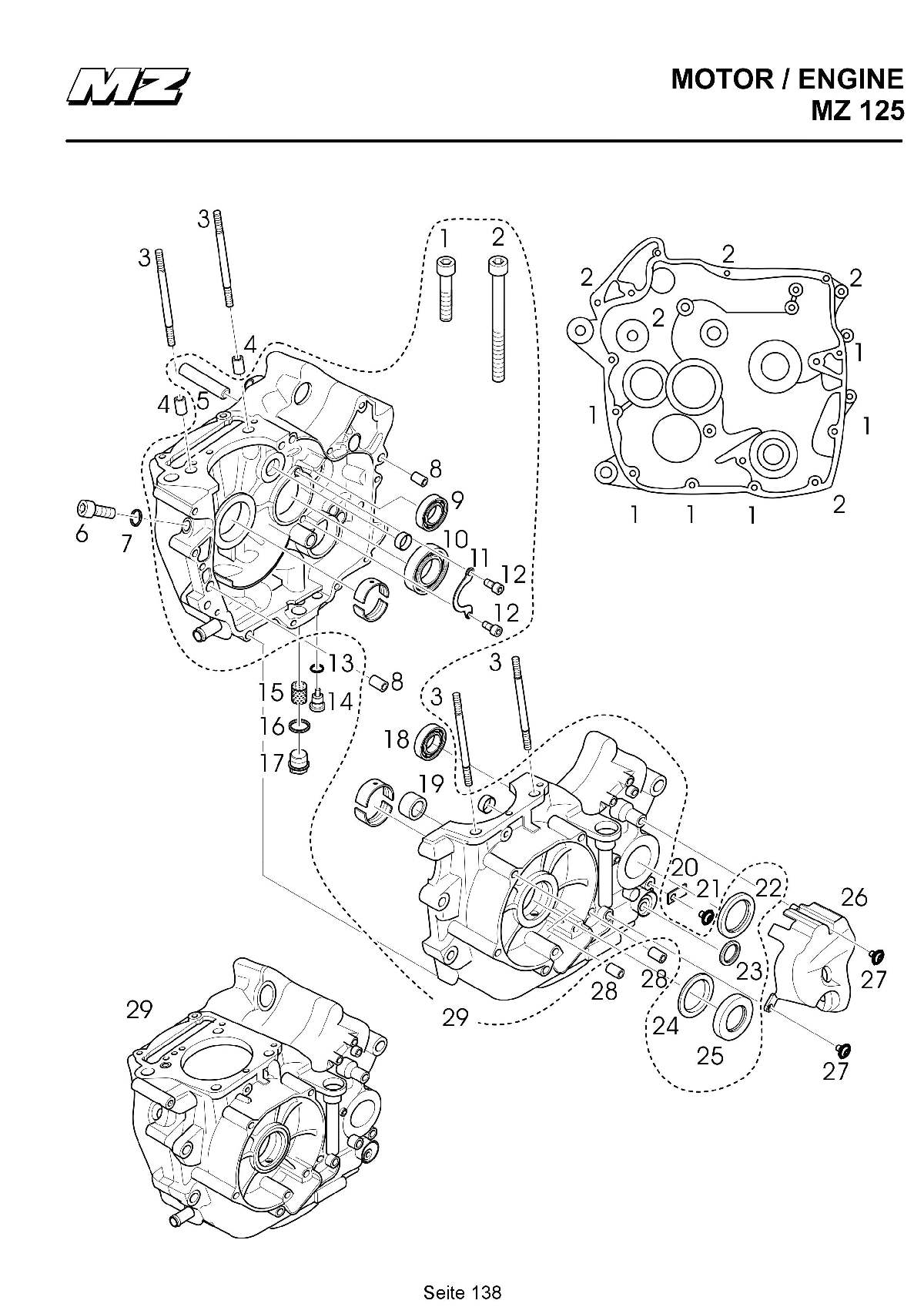 Katalog MZ 125 SX/SM - Kurbelgehäuse / crank case - 132