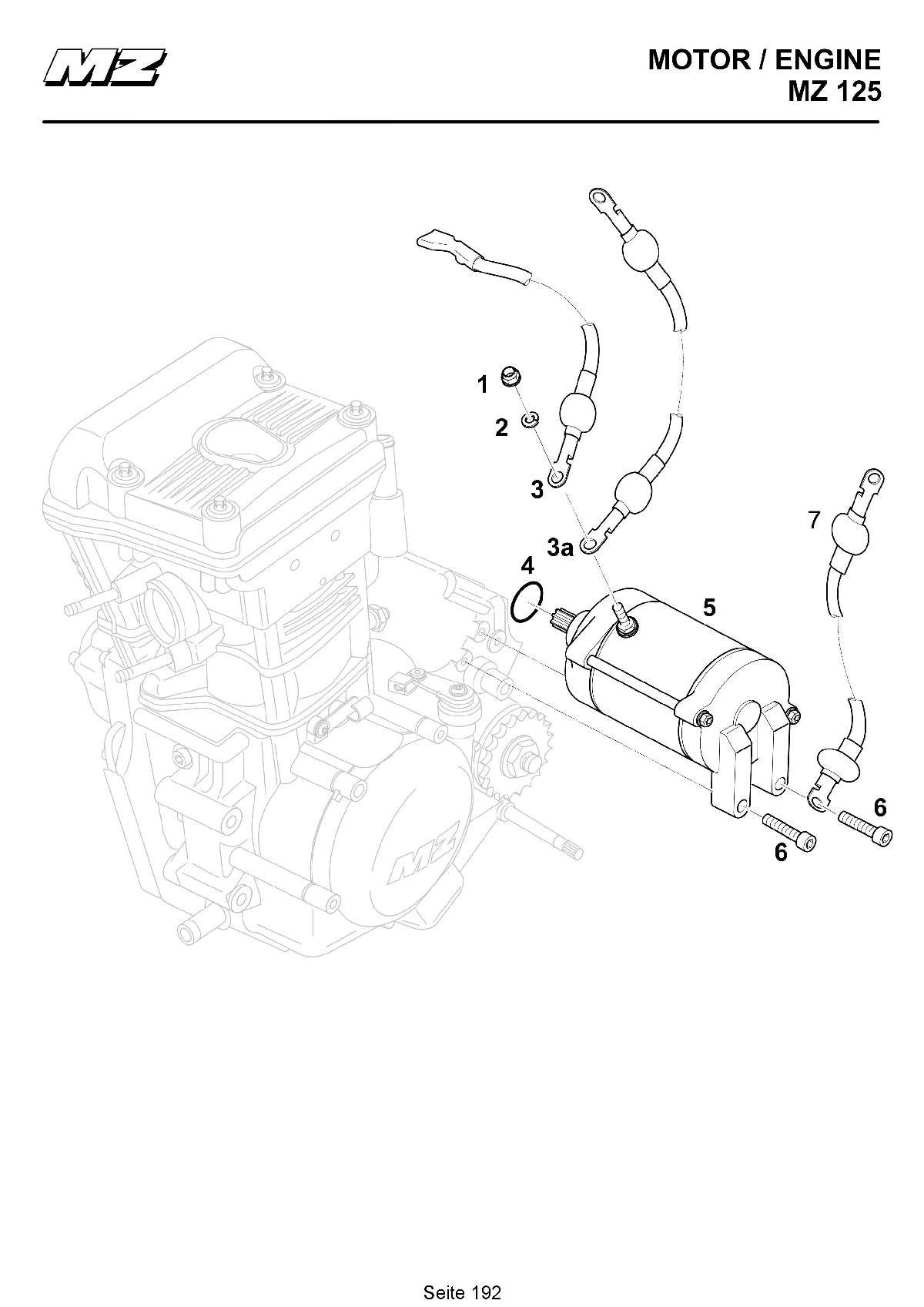 Katalog MZ 125 SX/SM - Elektrostarter / starter motor - 173