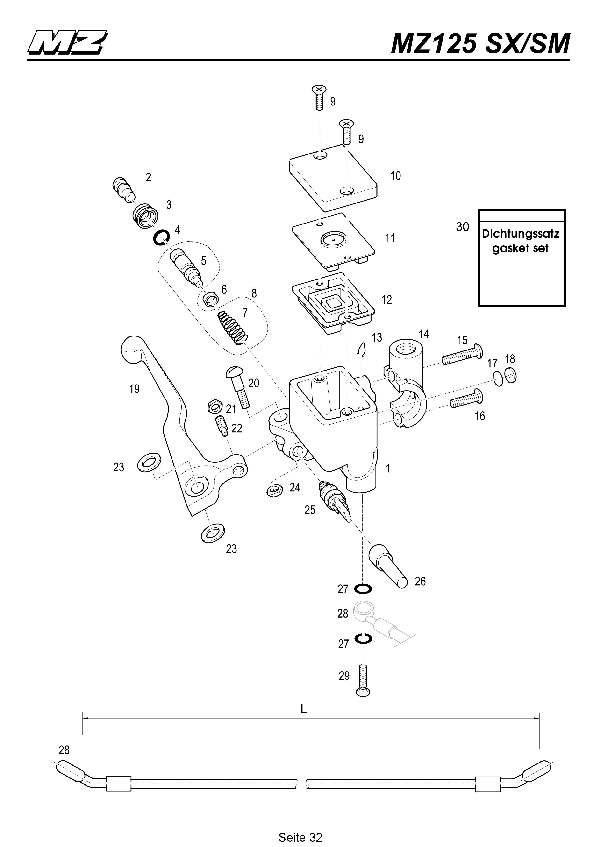 Katalog MZ 125 SX/SM - Hauptbremszylinder vorn / front master cylinder - 27