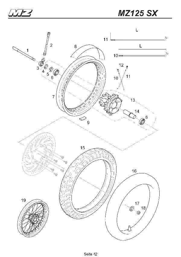 Katalog MZ 125 SX/SM - Vorderrad SX / front wheel SX - 37