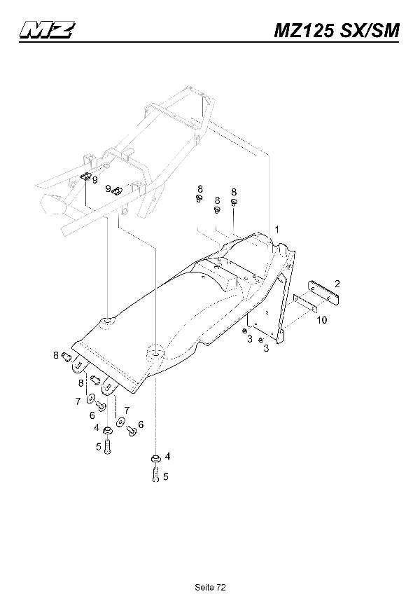 Katalog MZ 125 SX/SM - Kotflügel hinten / rear mudguard - 67