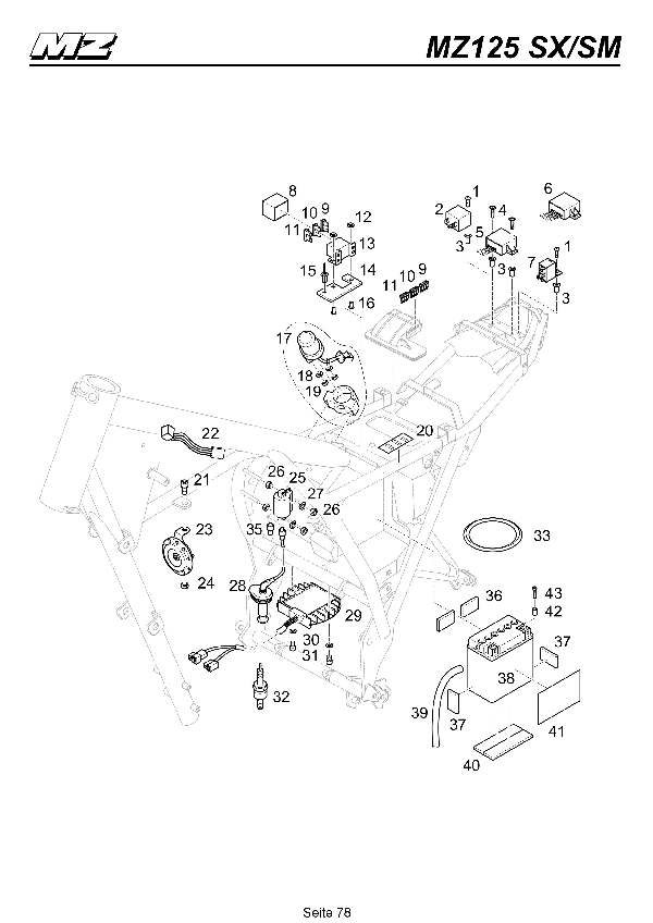 Katalog MZ 125 SX/SM - Elektrik, Batterie / electric, battery - 73