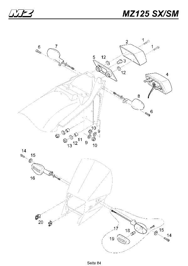 Katalog MZ 125 SX/SM - Blinkleuchten, Rücklicht / indicators, taillight - 79