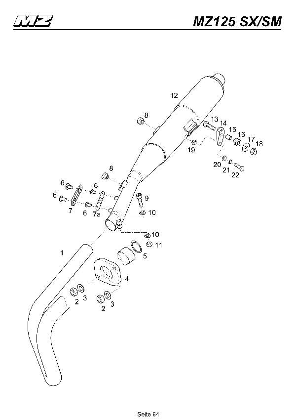 Katalog MZ 125 SX/SM - Auspuffanlage / exhaust system - 89