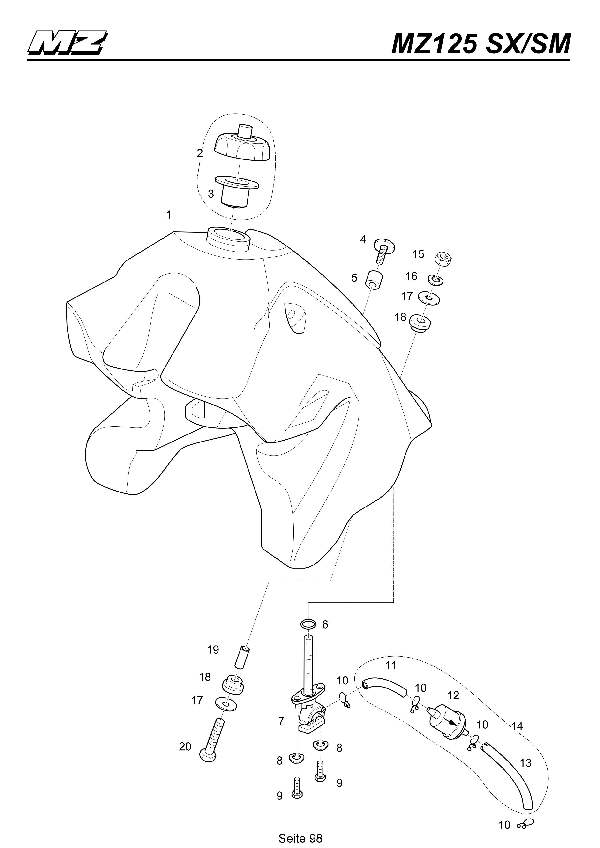 Katalog MZ 125 SX/SM - Tank / fuel tank - 93