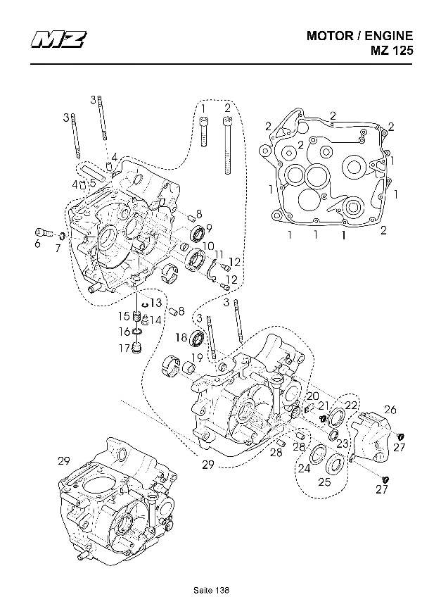 Katalog MZ 125 SX/SM - Kurbelgehäuse / crank case - 132