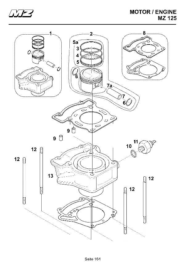 Katalog MZ 125 SX/SM - Zylinder, Kolben / cylinder, piston - 158