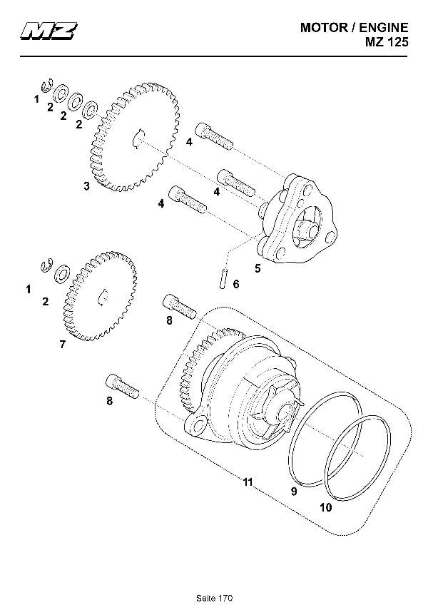 Katalog MZ 125 SX/SM - Ölpumpe, Wasserpumpe / oil pump, water pump - 164