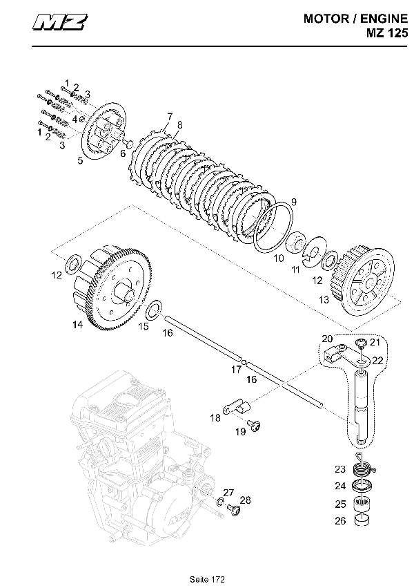 Katalog MZ 125 SX/SM - Kupplung / clutch - 166