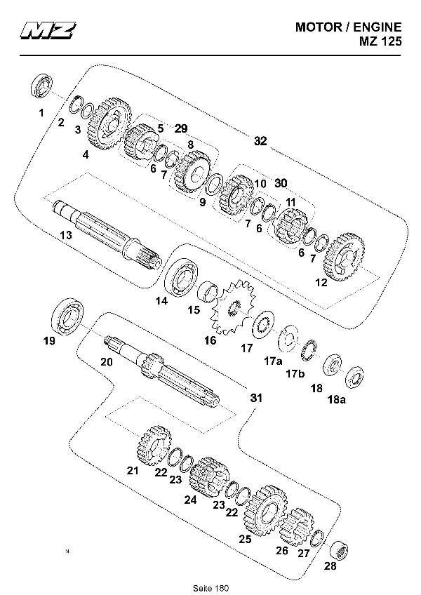 Katalog MZ 125 SX/SM - Getriebe / gearbox - 174