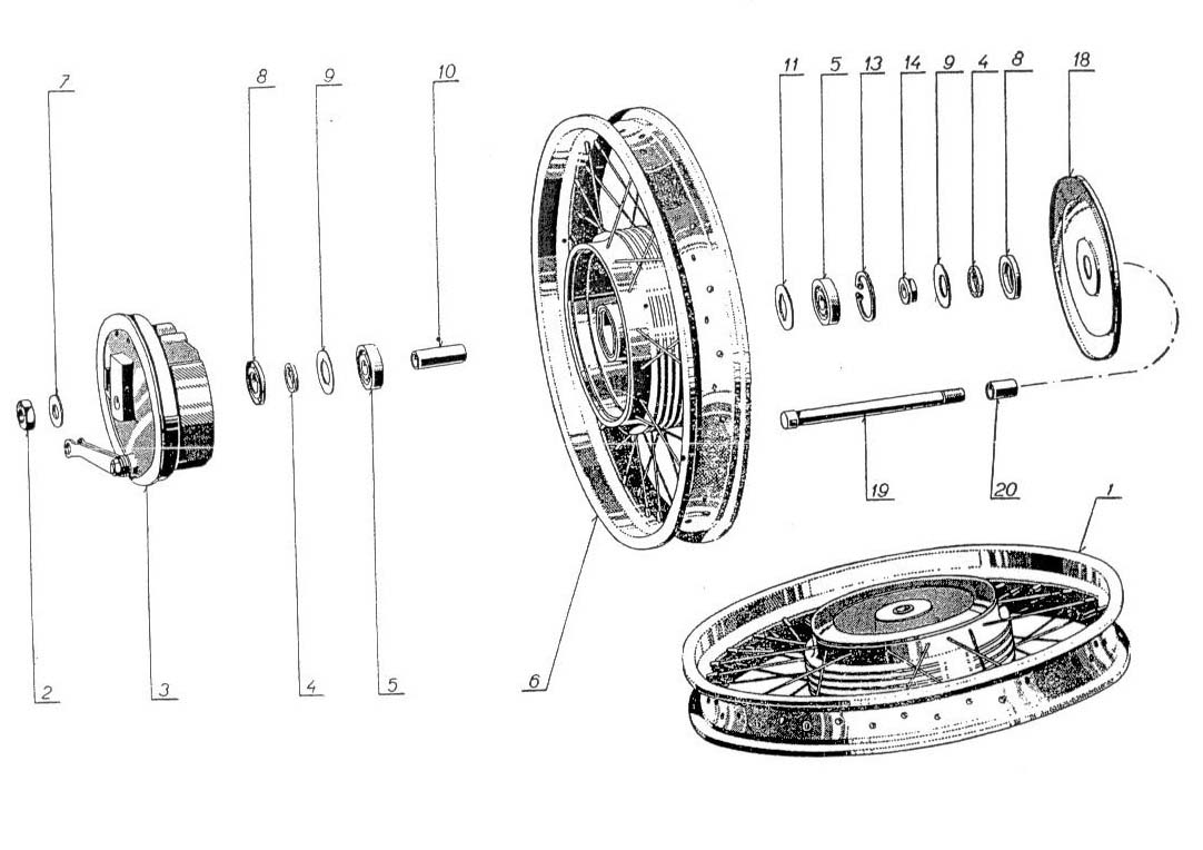 Jawa panelka 559 a 360 - Přední kolo 