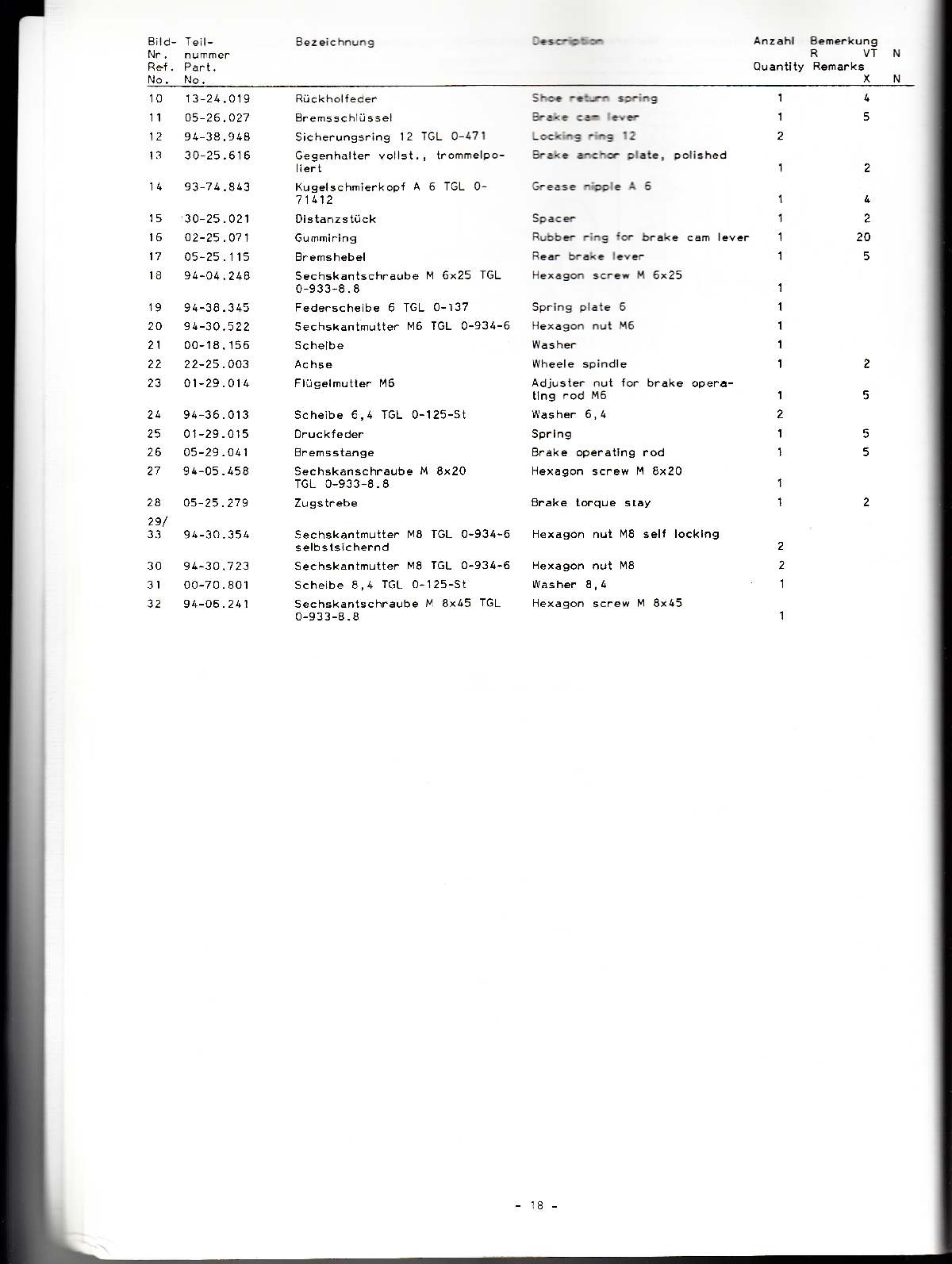 Katalog MZ 251 ETZ - 2.10. Hinterrabremse