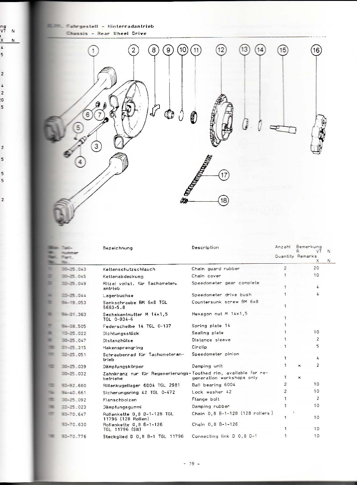 Katalog MZ 251 ETZ - 2.11. Fahrgestell - Hinterradantrieb 