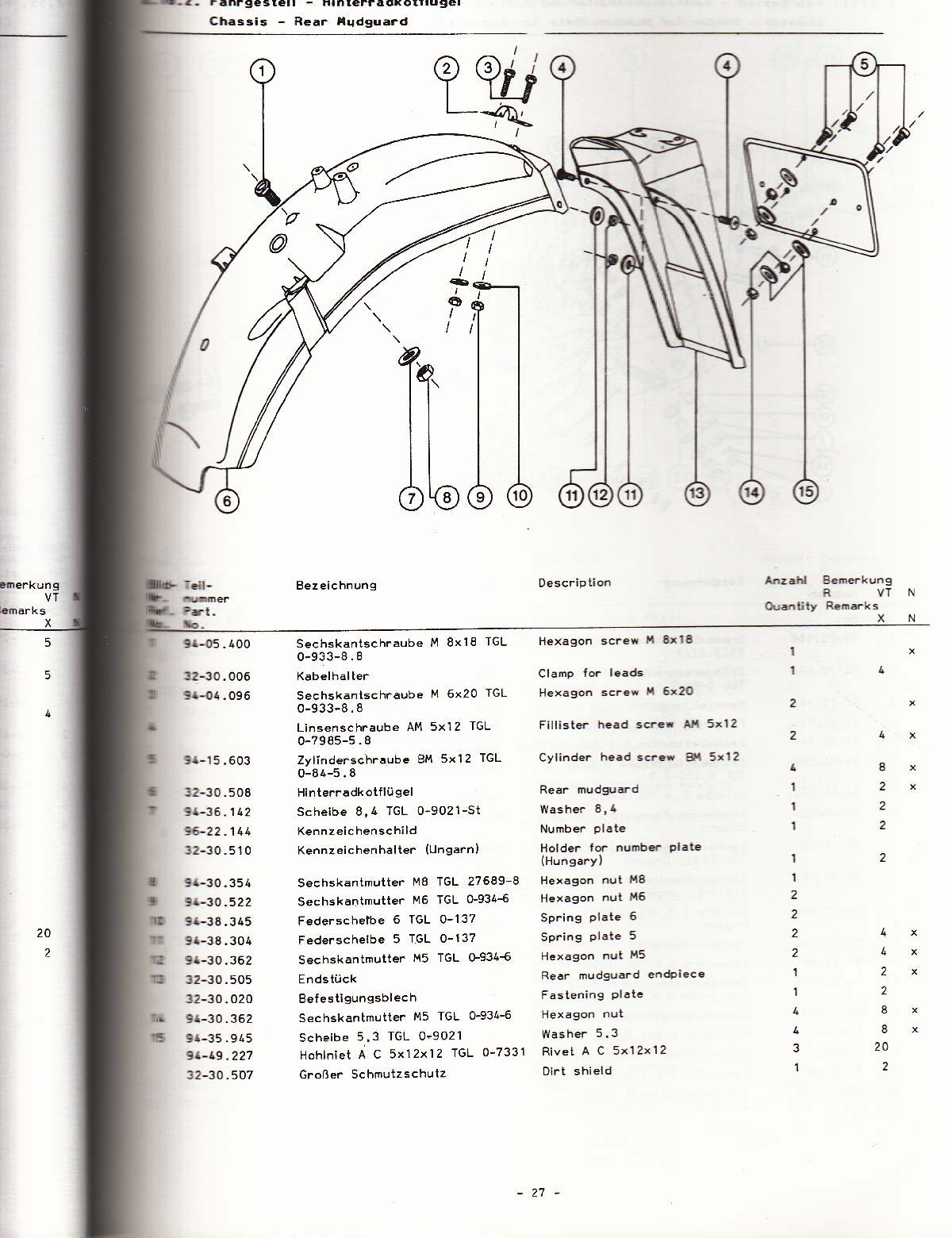 Katalog MZ 251 ETZ - 2.16.2. Fahrgestell - Hinterradkotflügel