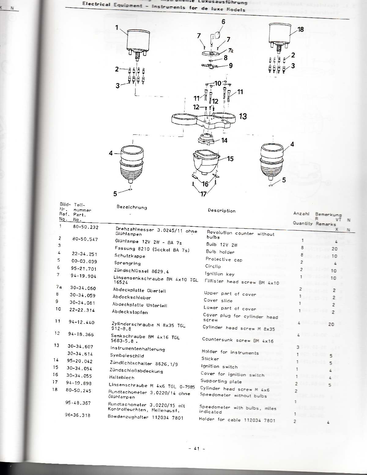 Katalog MZ 251 ETZ - 3.3. Elektrische Ausrüstung - Lususausführung