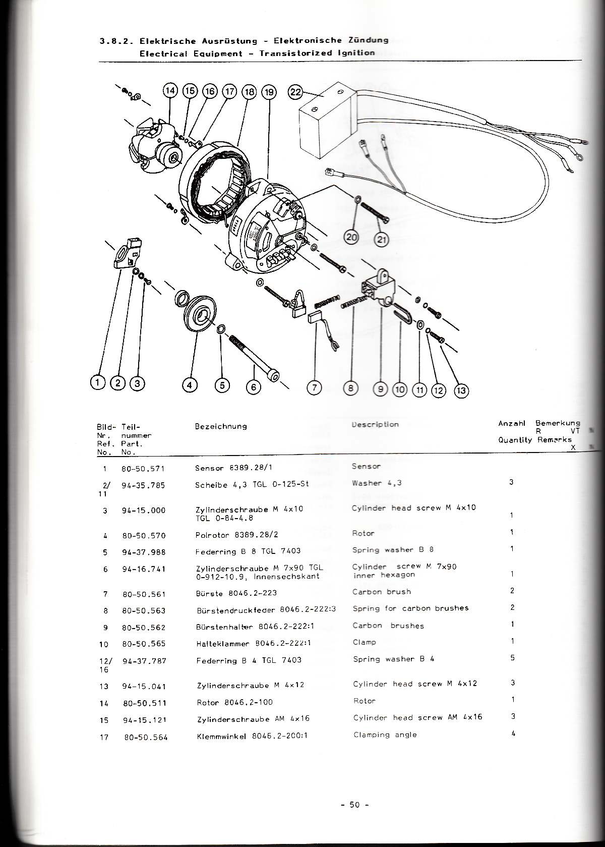 Katalog MZ 251 ETZ - 3.8.2. Elektrische Ausrüstung - Elektronische Zündung 