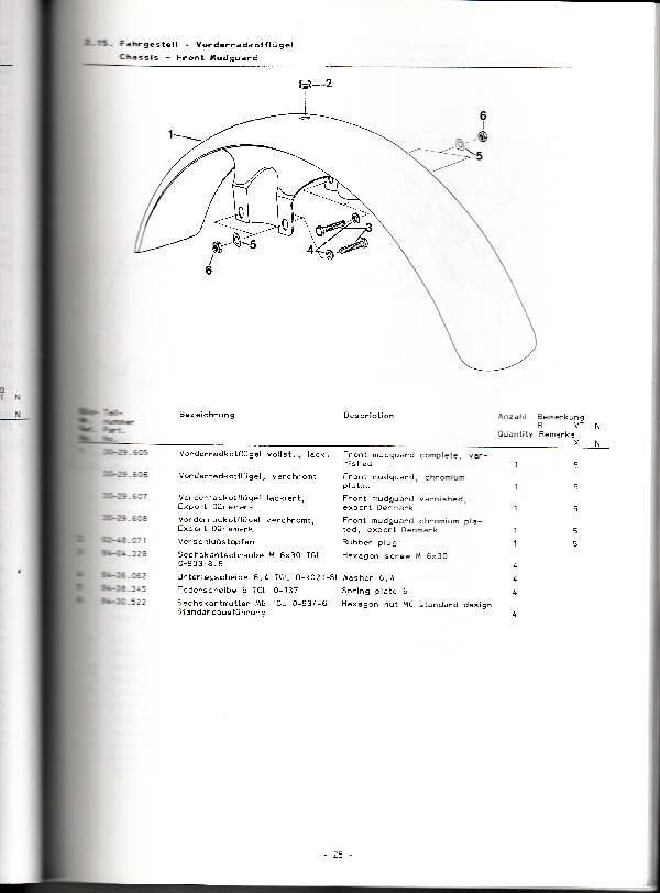 Katalog MZ 251 ETZ - 2.15. Fahrgestell - Vorderradkotflügel