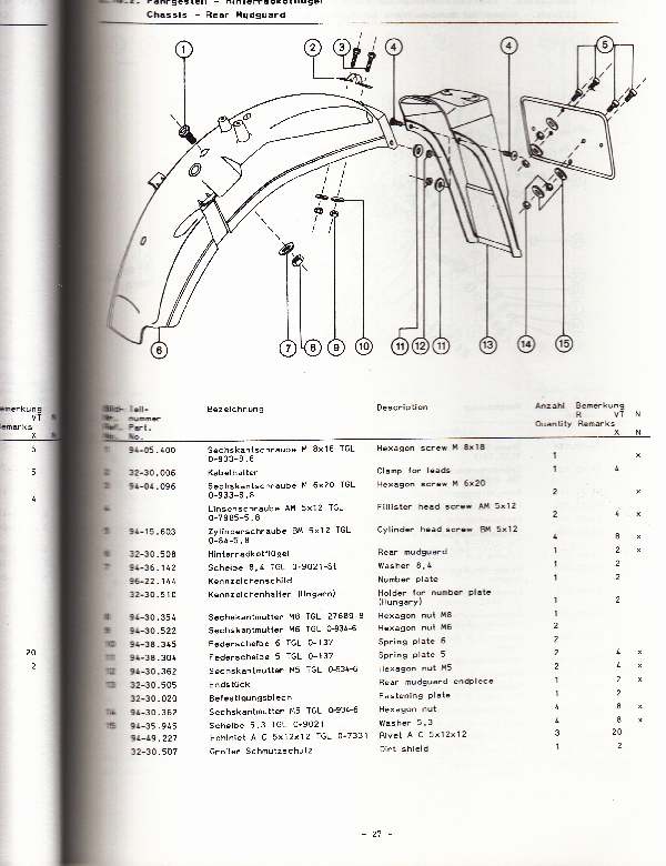 Katalog MZ 251 ETZ - 2.16.2. Fahrgestell - Hinterradkotflügel