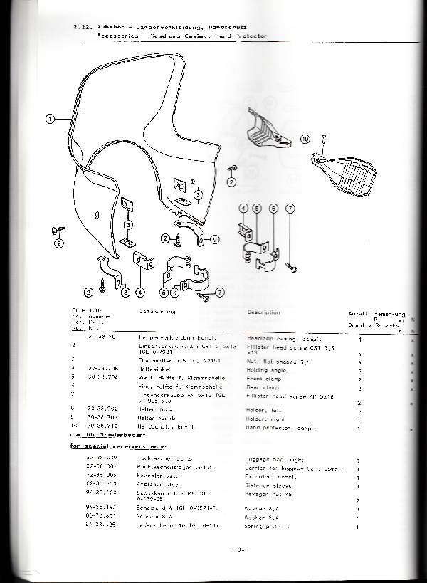 Katalog MZ 251 ETZ - 2.22. Zubehör - Lampenverkleidung, Handschutz 