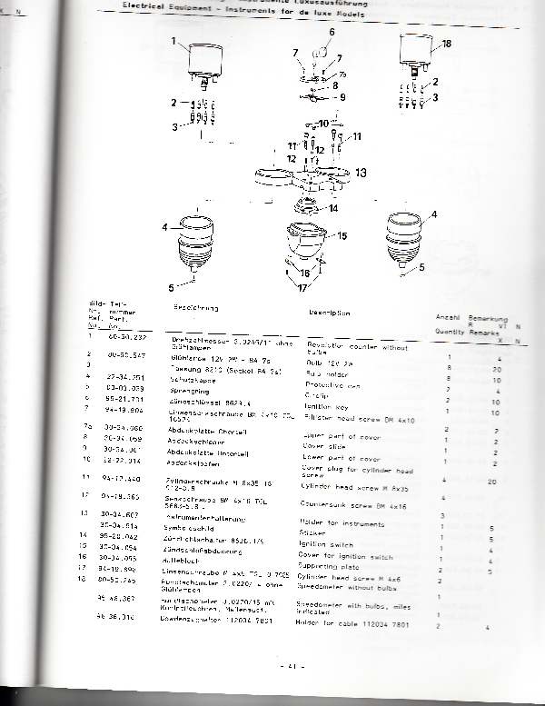 Katalog MZ 251 ETZ - 3.3. Elektrische Ausrüstung - Lususausführung