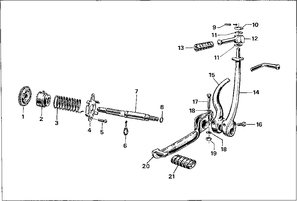 Simson S51 - Startovací páka, řazení