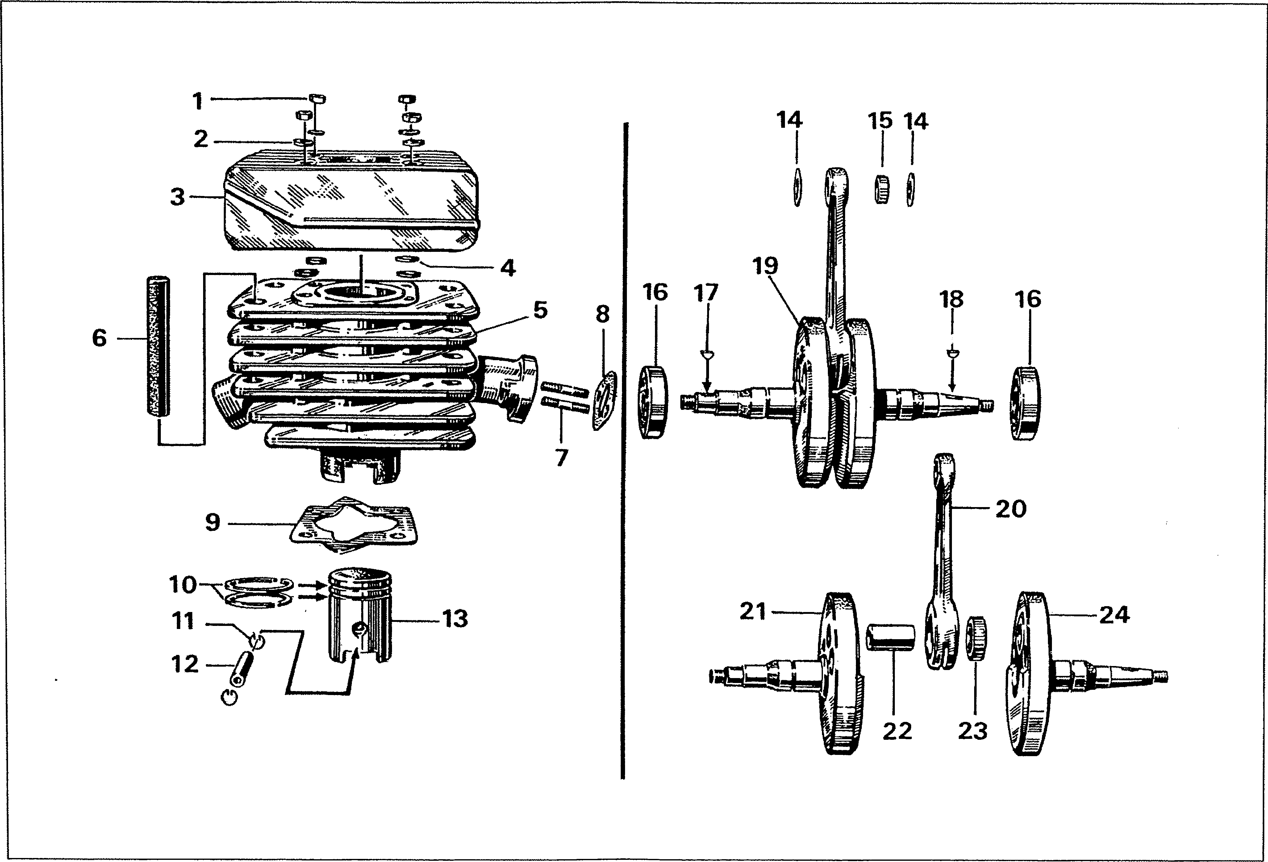 Simson S51 - Válec, klikový hřídel, klika