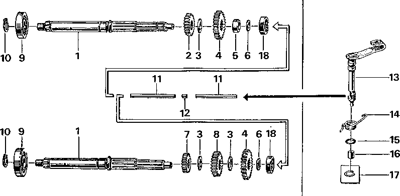 Simson S51 - Transmission - clutch shaft