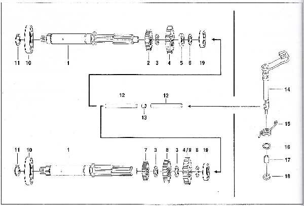 Simson SR50 - Gearbox, Clutch shaft