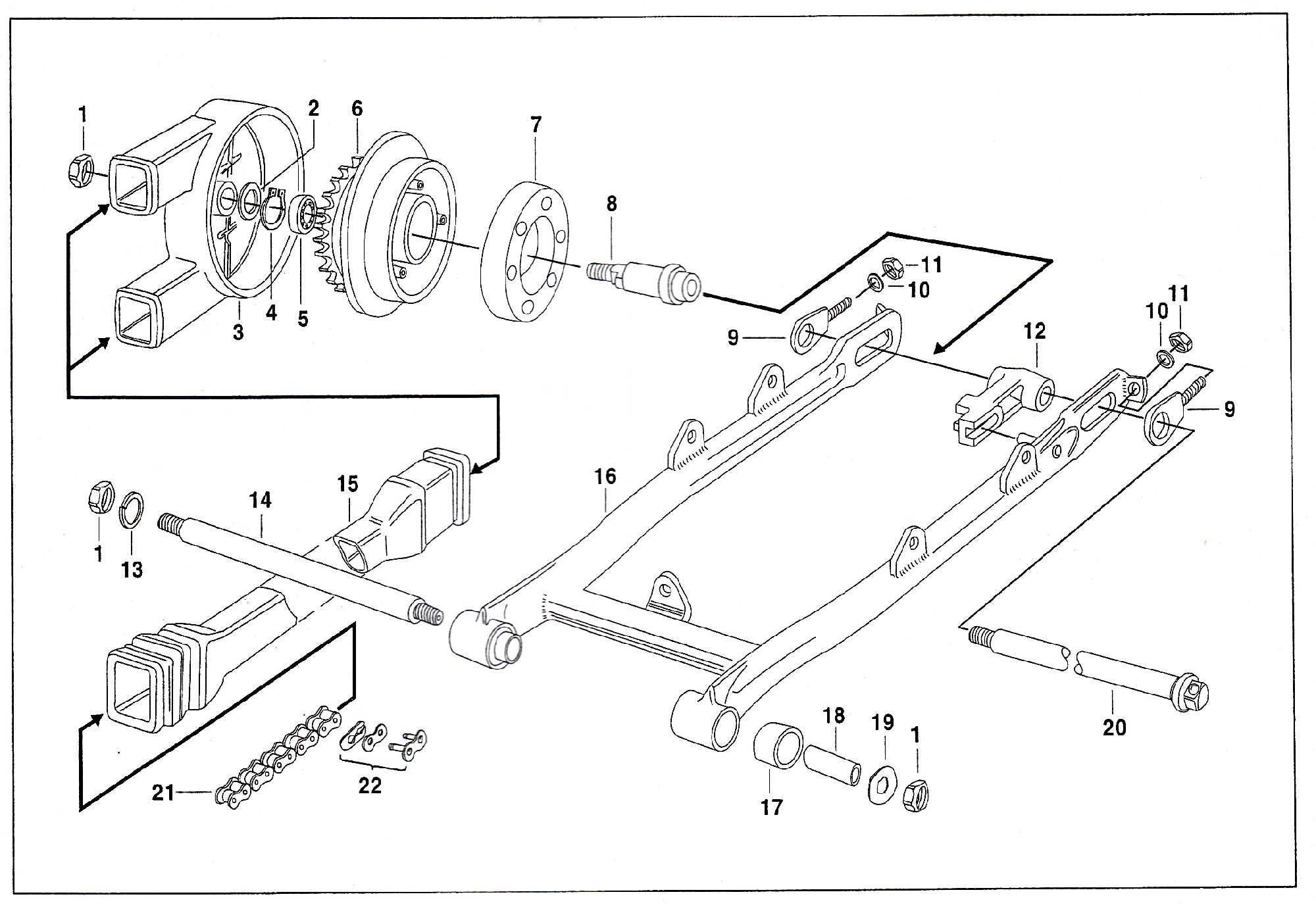 Simson SR50 - Rear wheel drive, rear swingarm